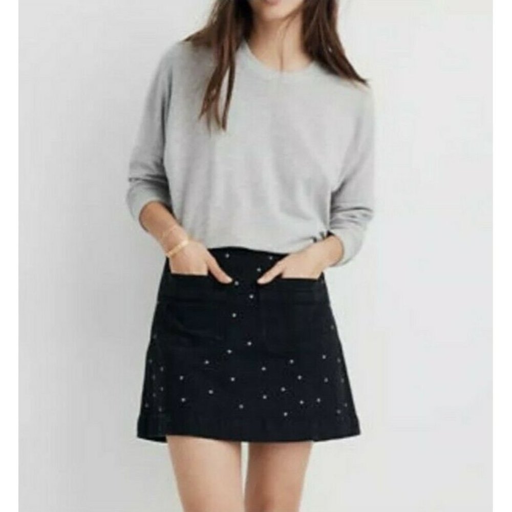 Madewell Black Mini Skirt with Subtle Stud Detailing